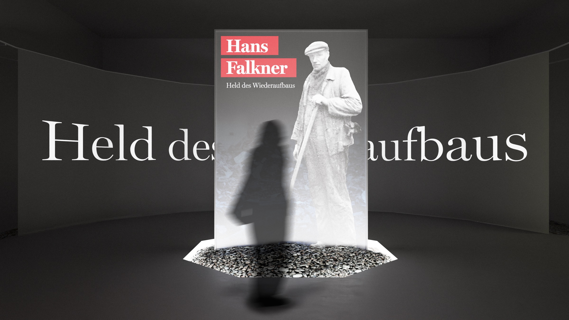 Room 1, heroic narrative: frontal view of the projection installation